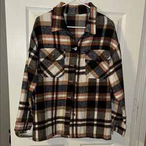 Plaid Button-Up Shirt Jacket